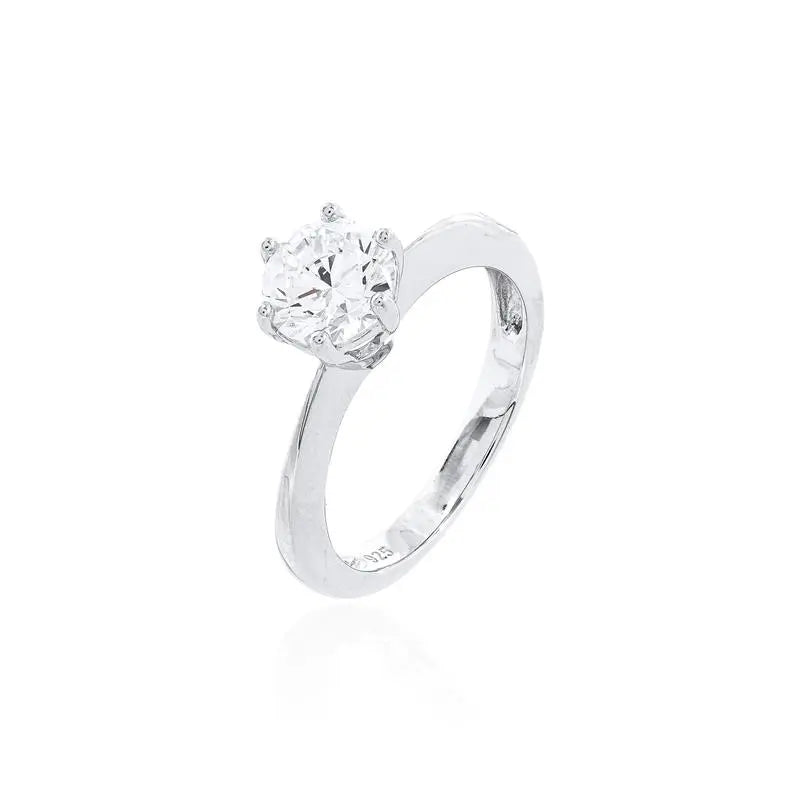 Anel Solitário 8mm em Moissanite Prata 925