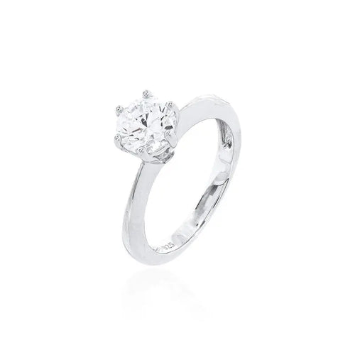 Anel Solitário 8mm em Moissanite Prata 925