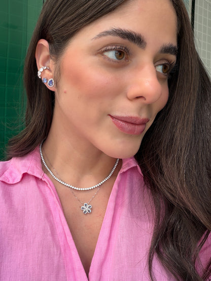 Colar Flor Prata 925