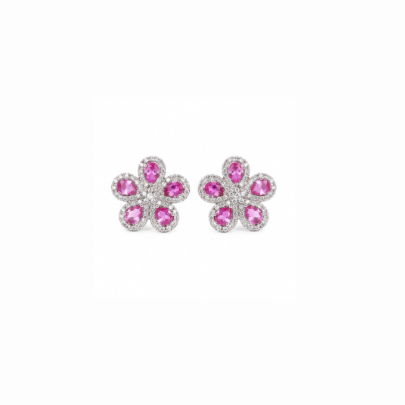 Brinco Flor Pétala Gota Prata 925