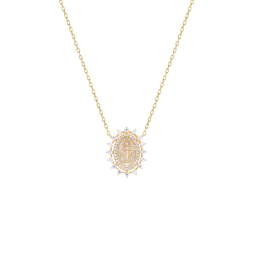 Colar Medalha Moissanite Prata 925 - Dourado