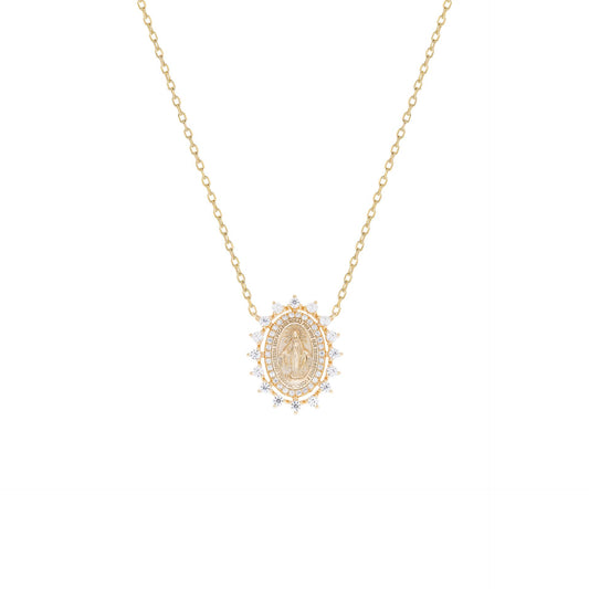 Colar Medalha Moissanite Prata 925 - Dourado
