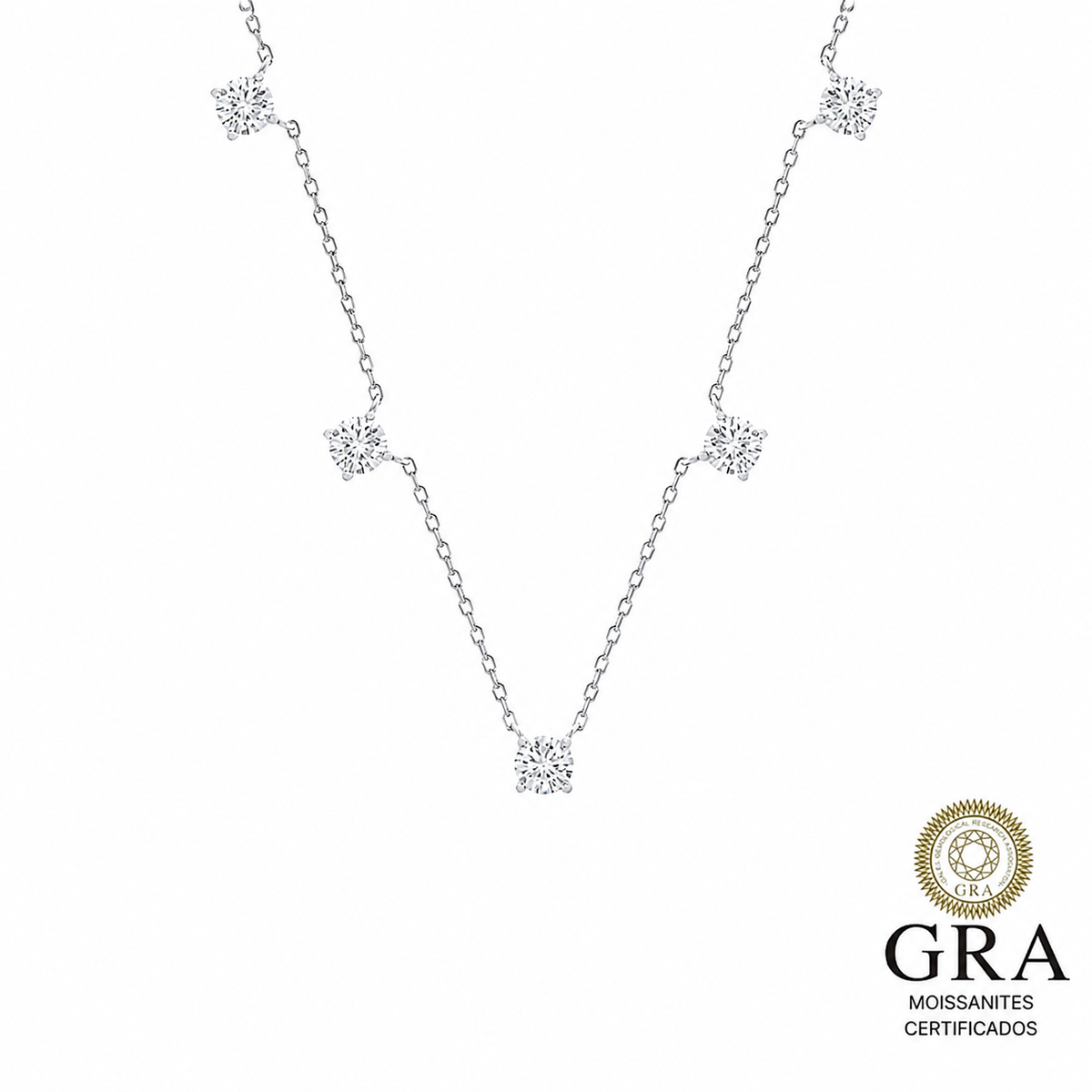 Colar Pontos de Luz Moissanite Prata 925