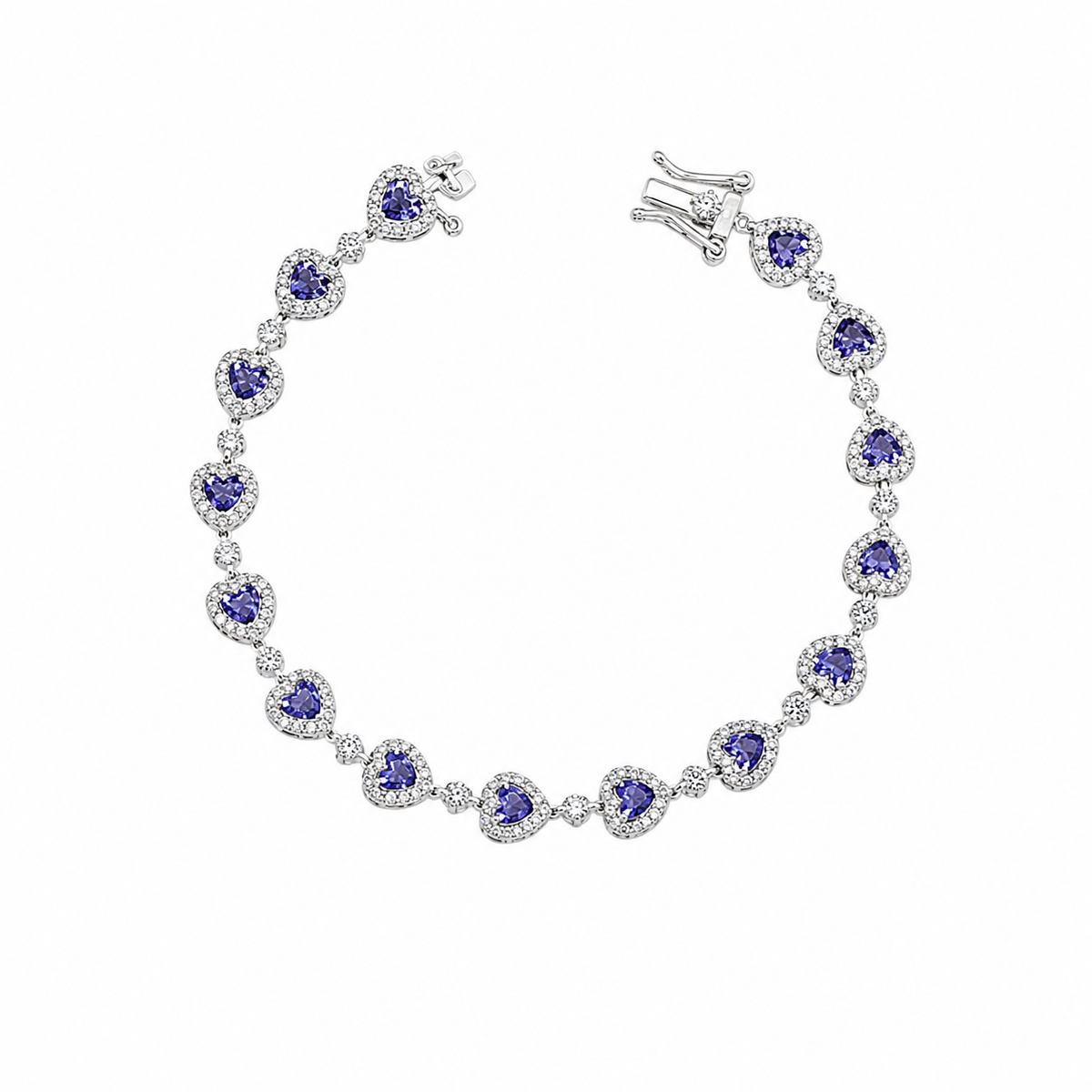 Pulseira Riviera Corações Prata 925