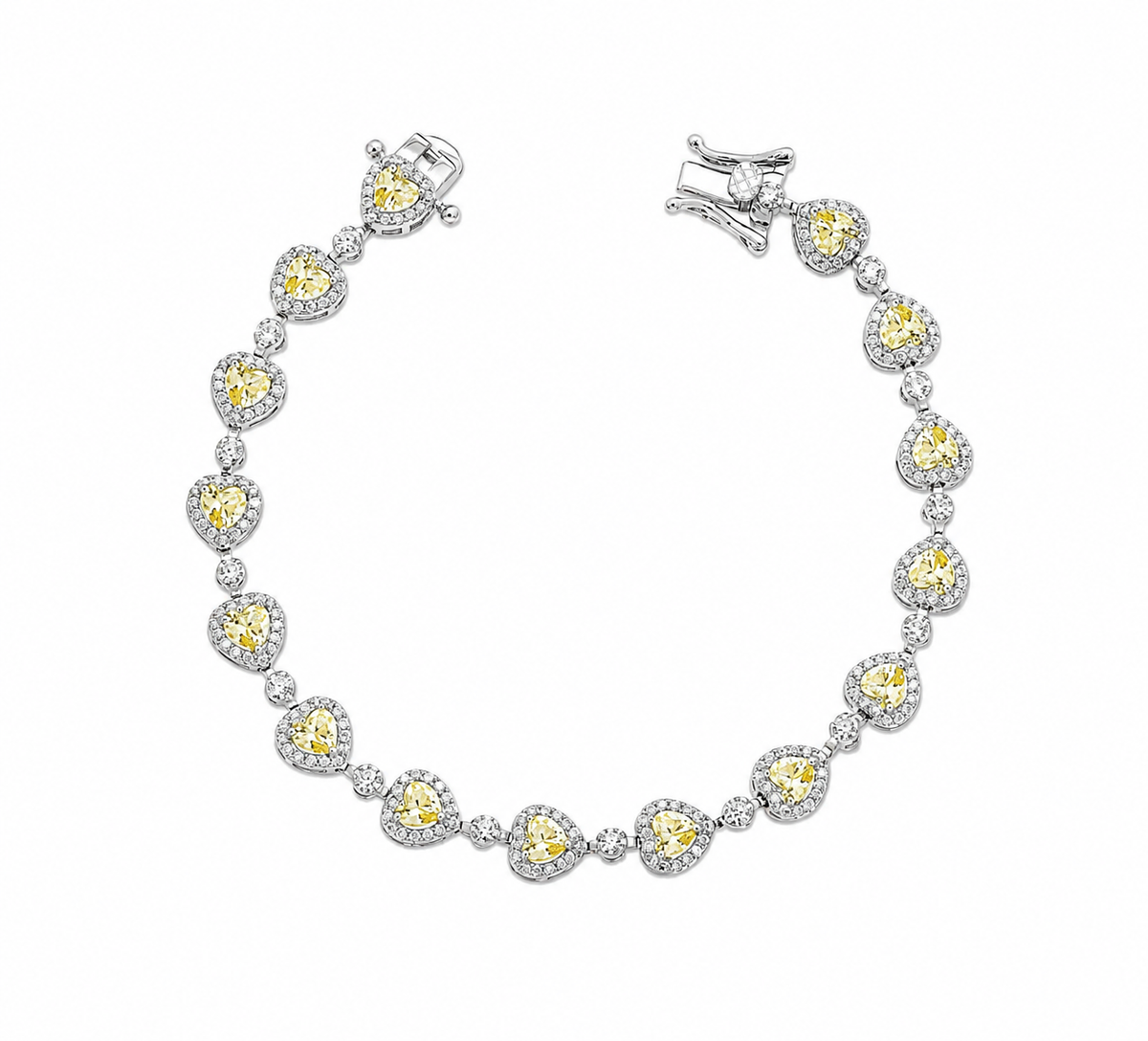Pulseira Riviera Corações Prata 925