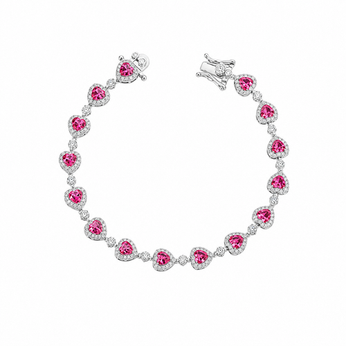 Pulseira Riviera Corações Prata 925