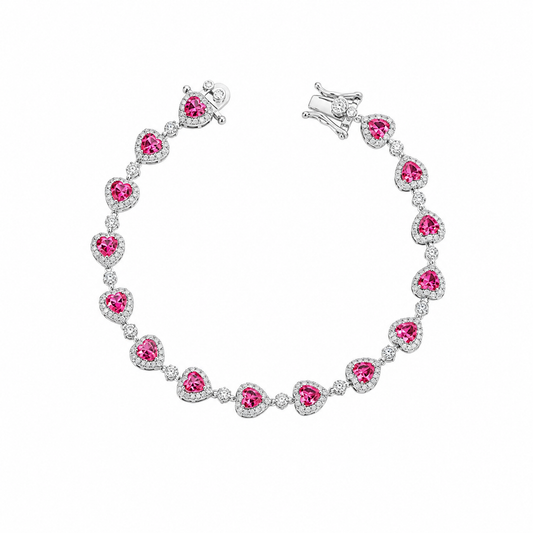 Pulseira Riviera Corações Prata 925