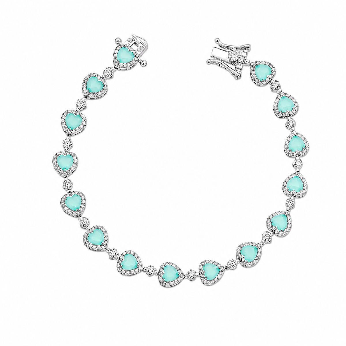 Pulseira Riviera Corações Prata 925