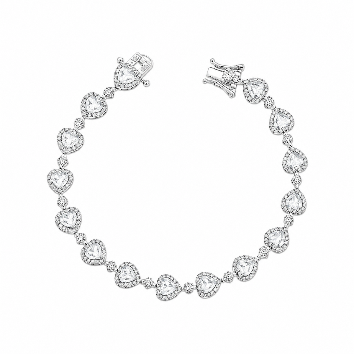 Pulseira Riviera Corações Prata 925