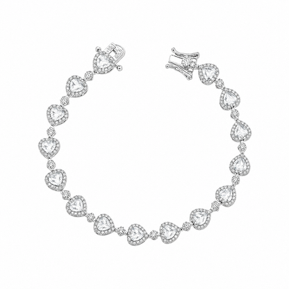 Pulseira Riviera Corações Prata 925