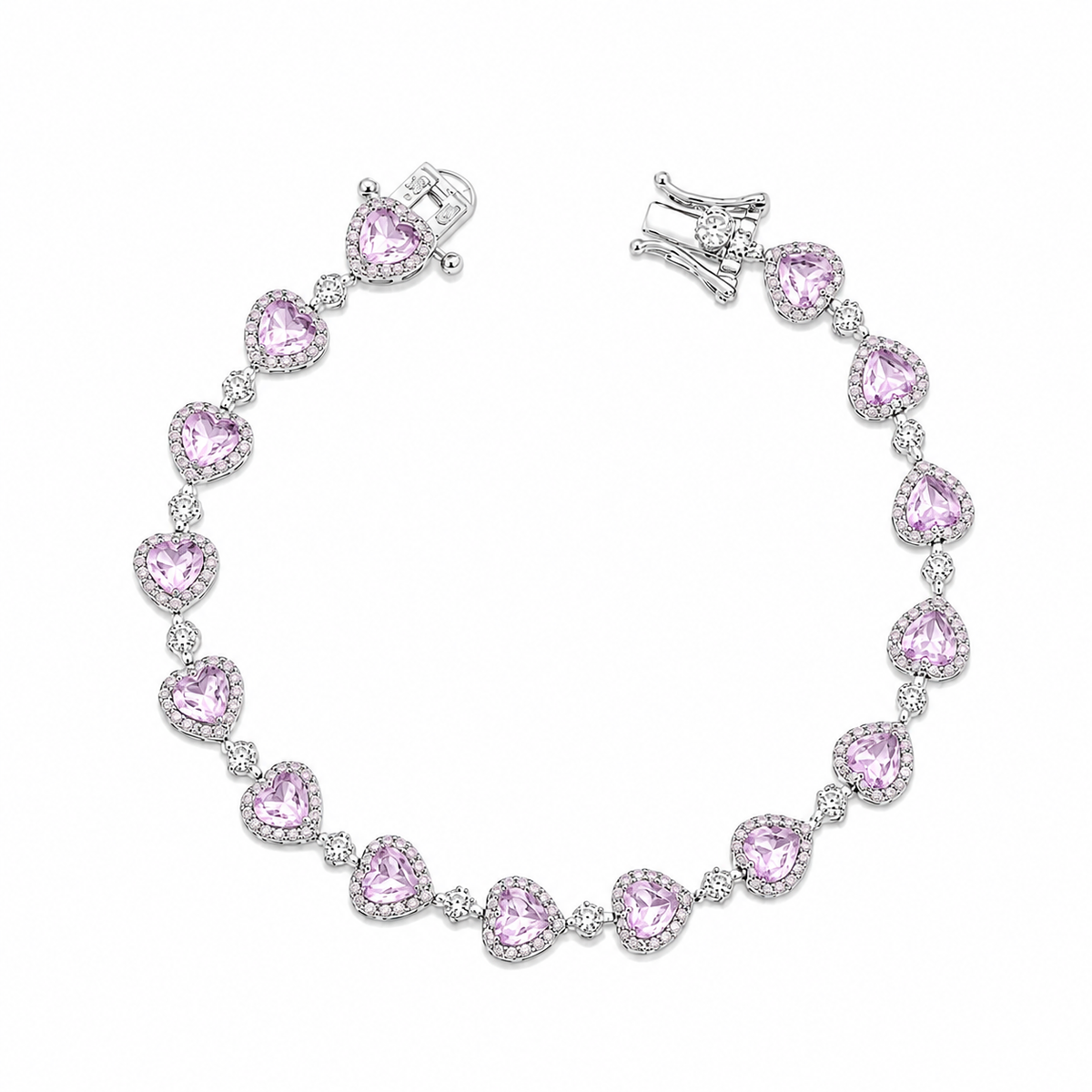 Pulseira Riviera Corações Prata 925
