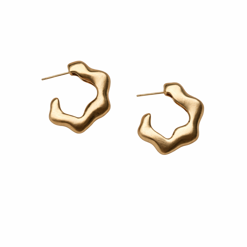 Argola Ondas Fosca Banho Ouro 18k
