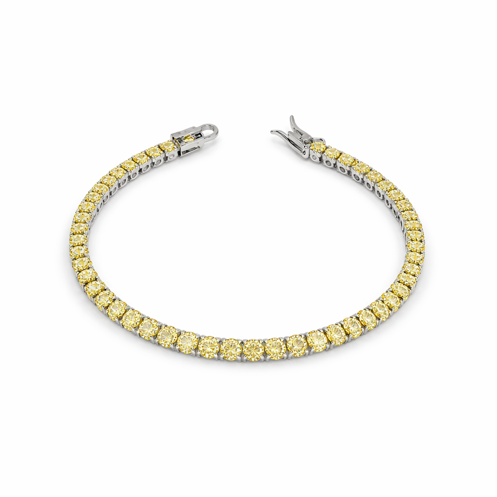 Pulseira Riviera 4mm Fancy Yellow Prata 925