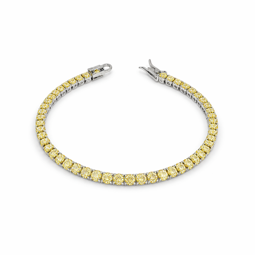 Pulseira Riviera 4mm Fancy Yellow Prata 925