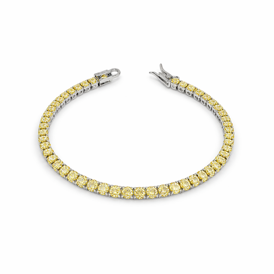 Pulseira Riviera 4mm Fancy Yellow Prata 925