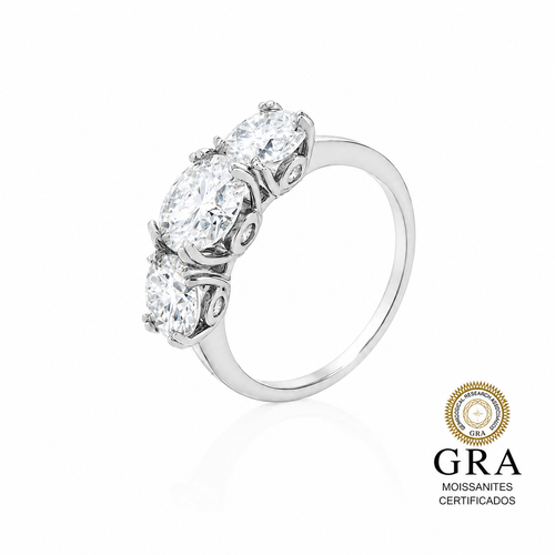 Anel Trio em Moissanite Prata 925