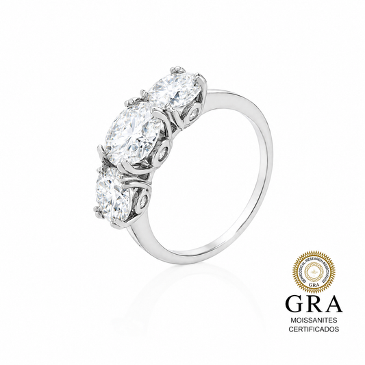 Anel Trio em Moissanite Prata 925