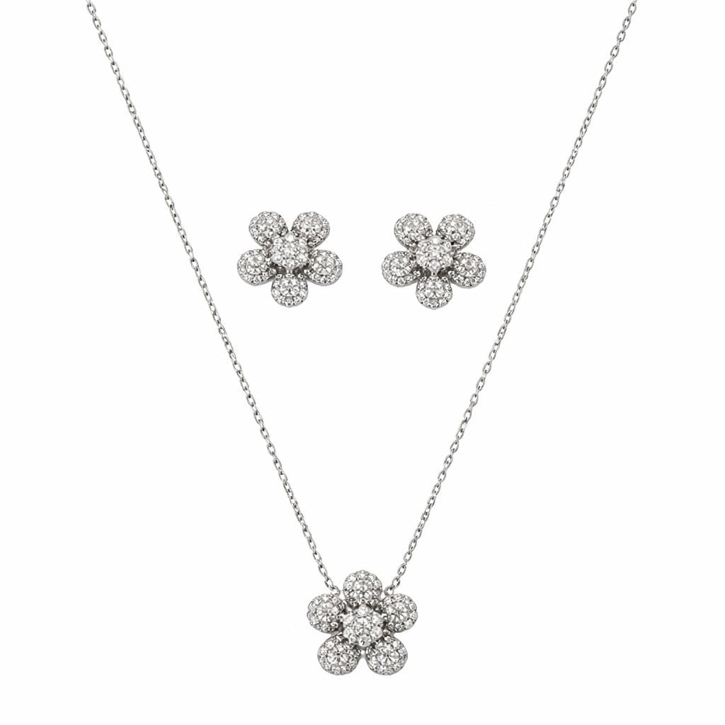 Conjunto Flor Prata 925