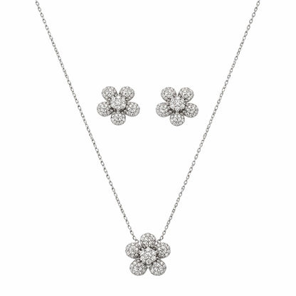 Conjunto Flor Prata 925