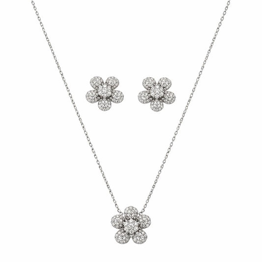Conjunto Flor Prata 925