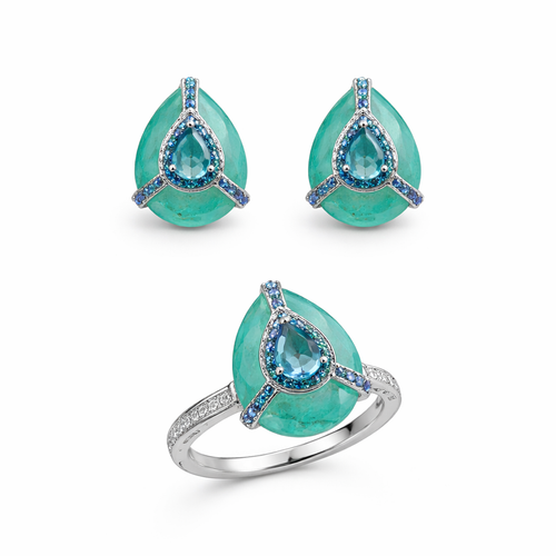 Conjunto Gota Turmalina Paraiba Topázio