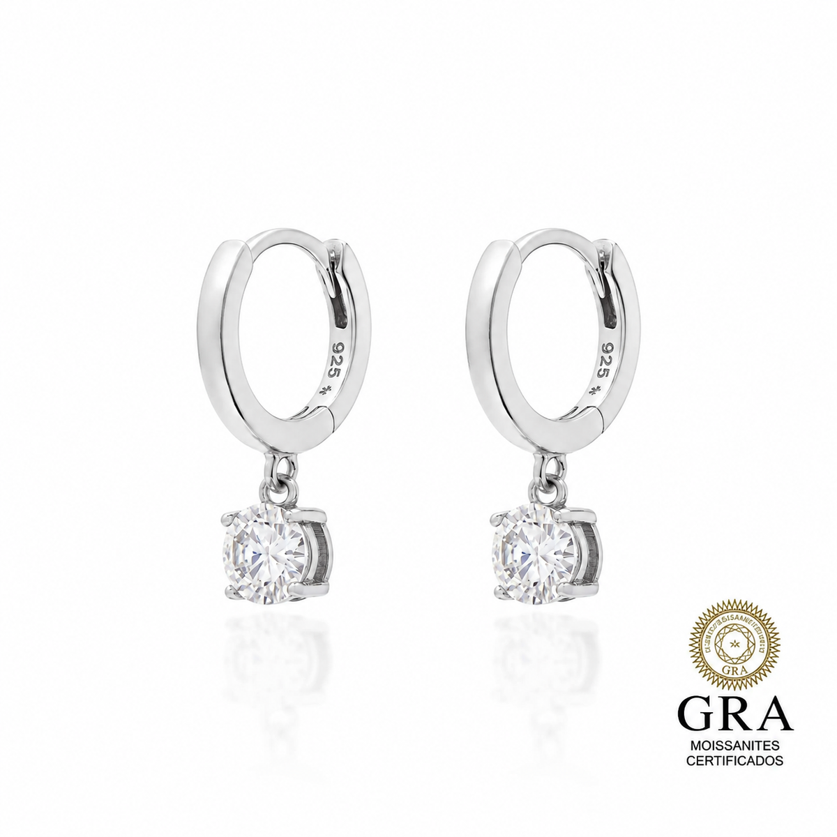 Argola Ponto de Luz Moissanite Prata 925