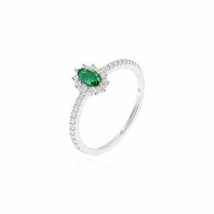 Anel meia aliança oval Prata 925