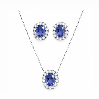 Conjunto Oval Cravejado Prata 925