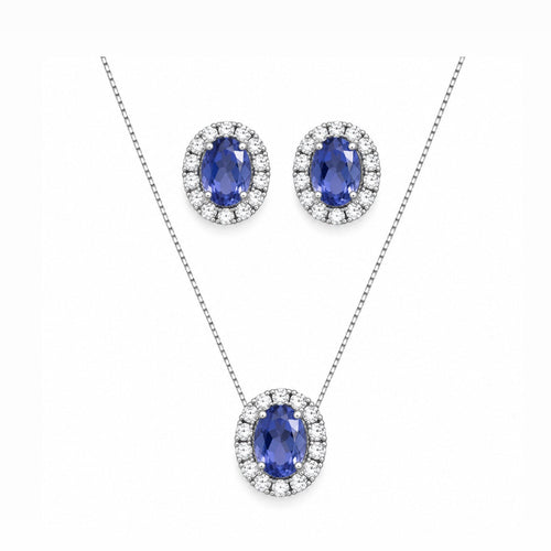 Conjunto Oval Cravejado Prata 925