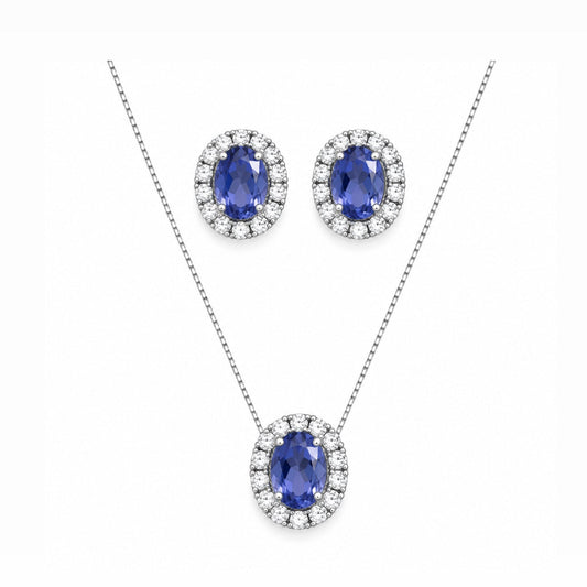 Conjunto Oval Cravejado Prata 925