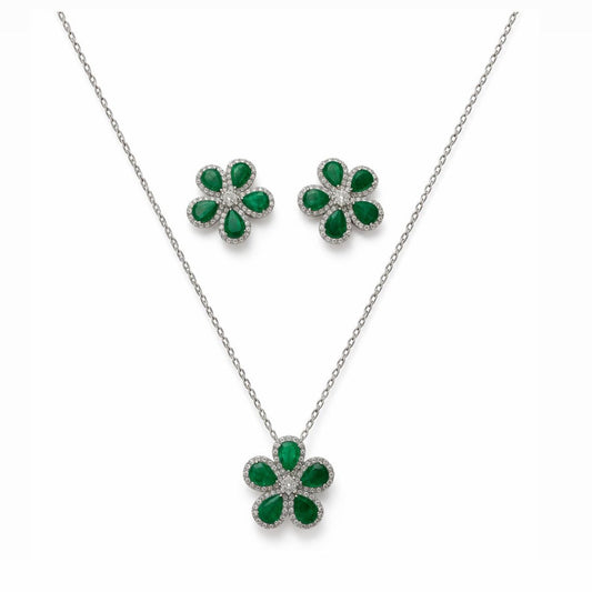 Conjunto Flor Prata 925