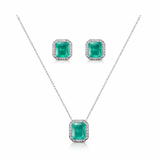 Conjunto Retangular Prata 925