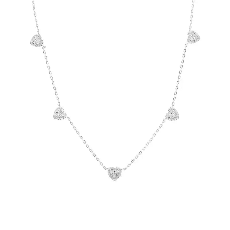 Colar Cinco Mini corações Prata 925