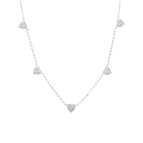 Colar Cinco Mini corações Prata 925