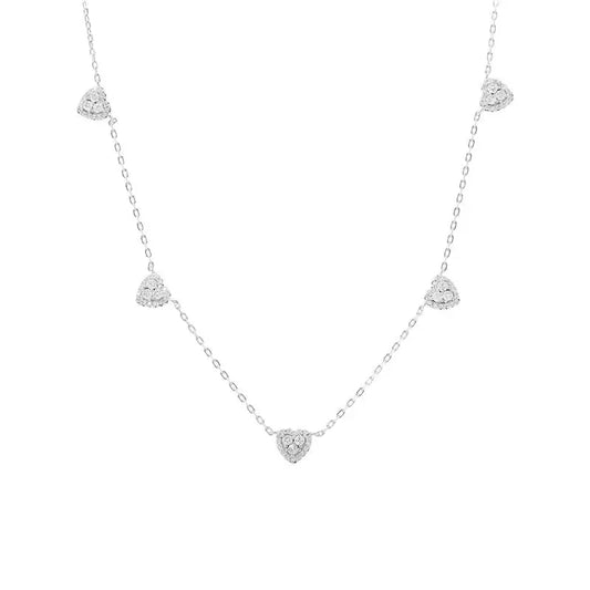 Colar Cinco Mini corações Prata 925
