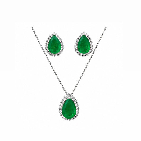 Conjunto Gota Cravejado Prata 925