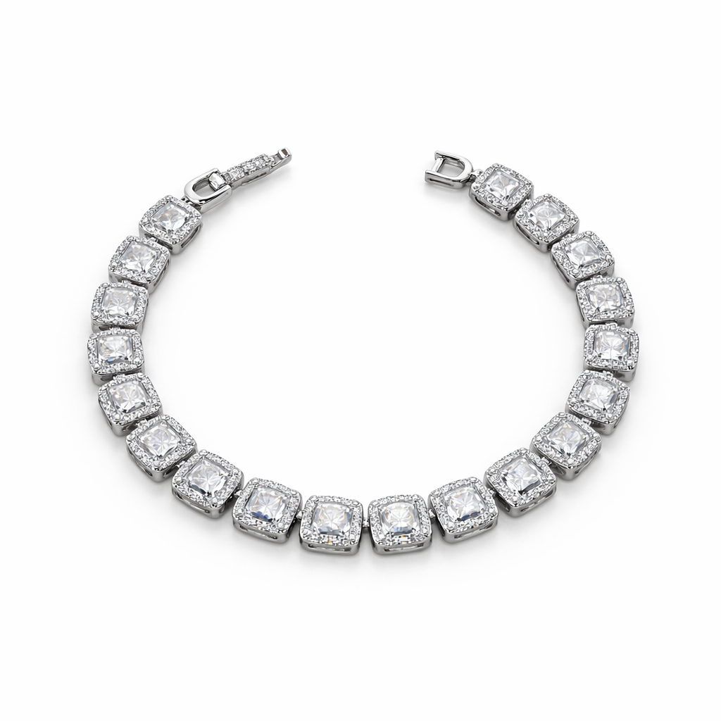 Pulseira Riviera Quadrados Prata 925
