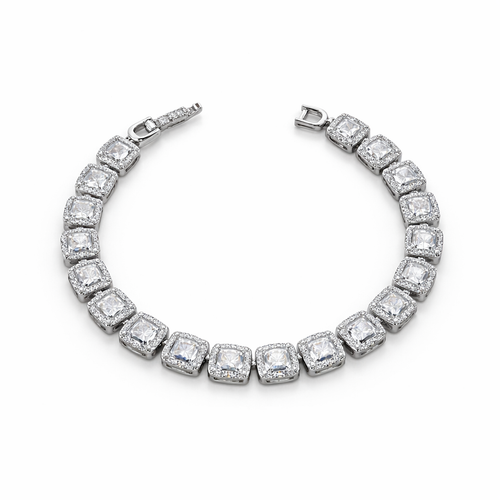 Pulseira Riviera Quadrados Prata 925