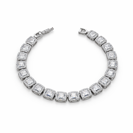 Pulseira Riviera Quadrados Prata 925