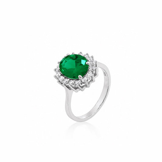 Anel Oval Cravejado Prata 925