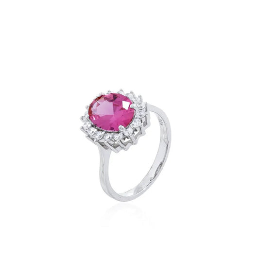 Anel Oval Cravejado Prata 925