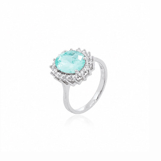 Anel Oval Cravejado Prata 925