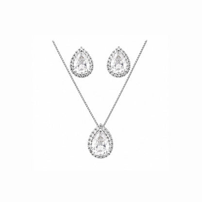 Conjunto Gota Cravejado Prata 925