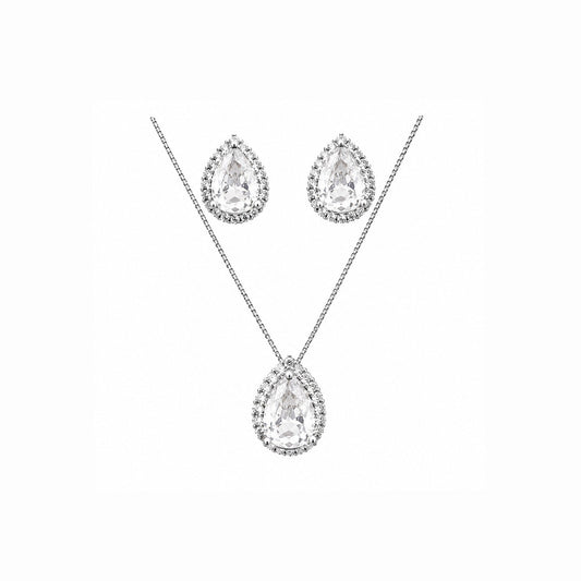 Conjunto Gota Cravejado Prata 925