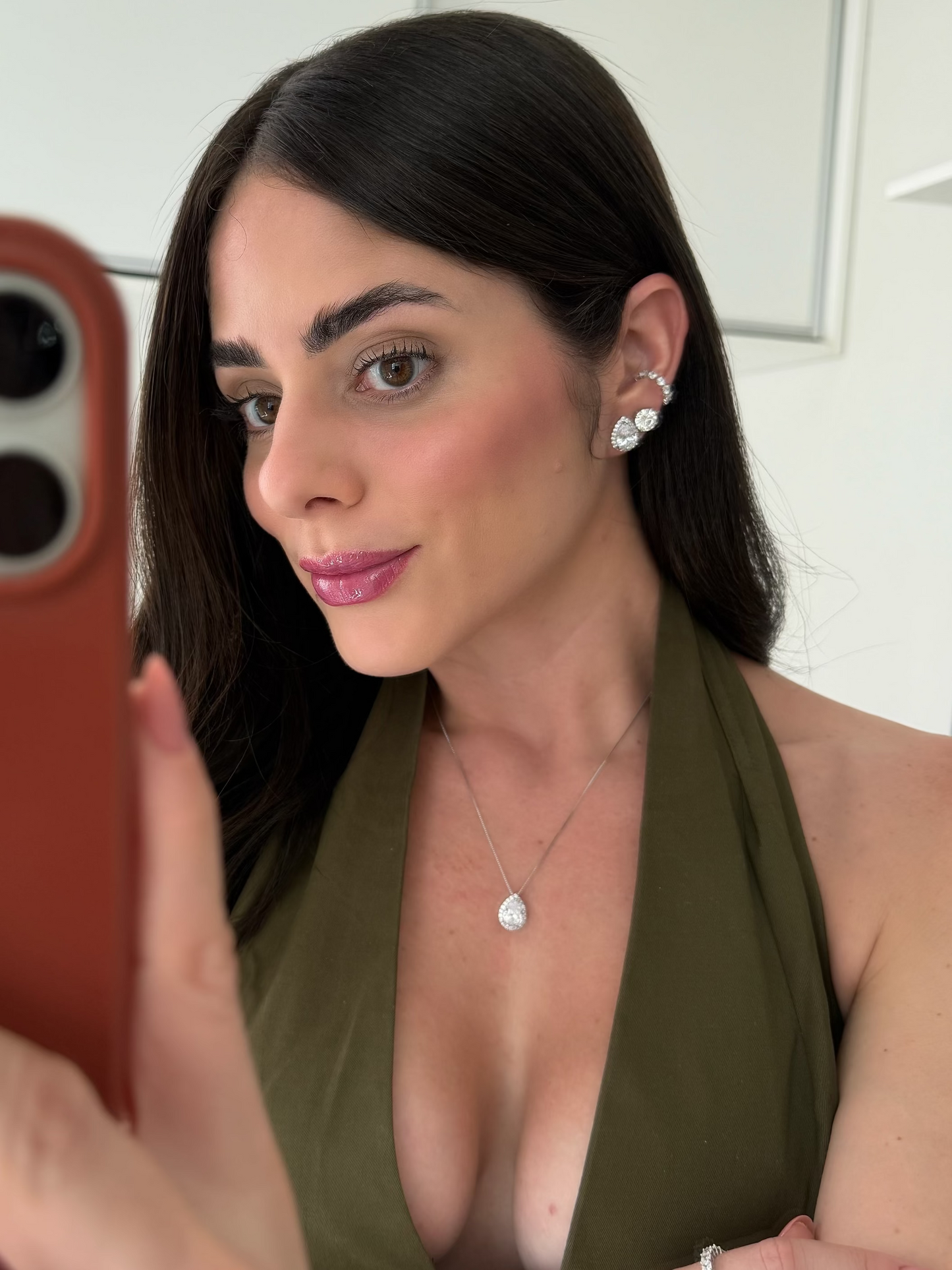 Conjunto Gota Cravejado Prata 925