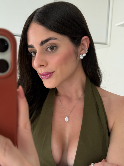 Conjunto Gota Cravejado Prata 925
