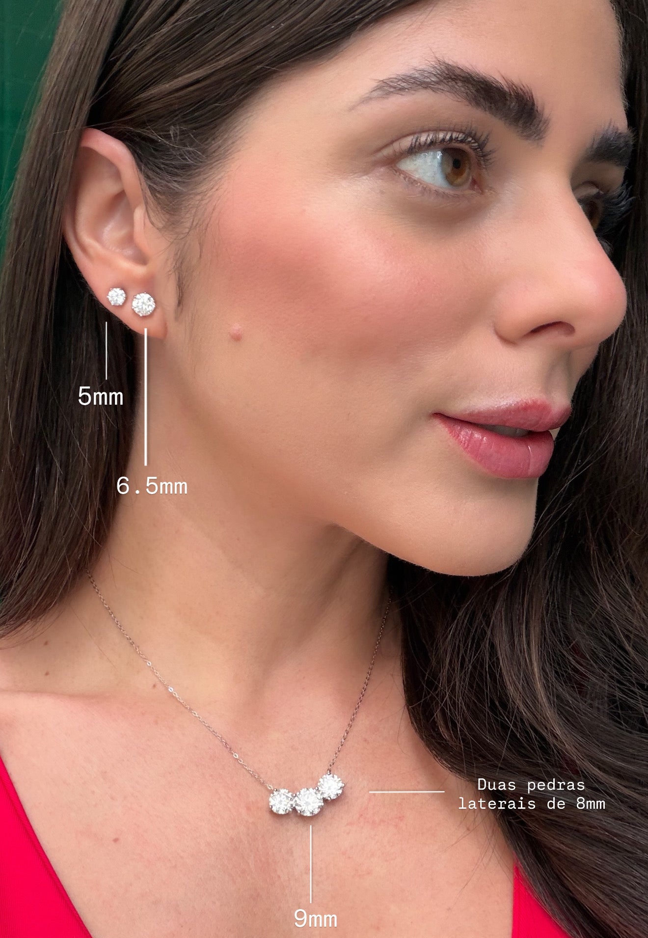 Brinco Solitário 5.0mm em Moissanite Prata 925