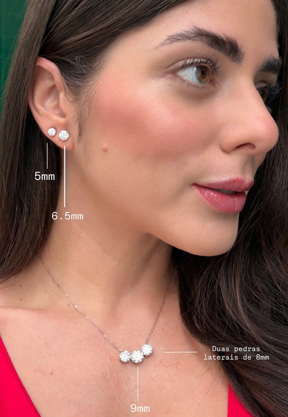 Brinco Solitário 5.0mm em Moissanite Prata 925