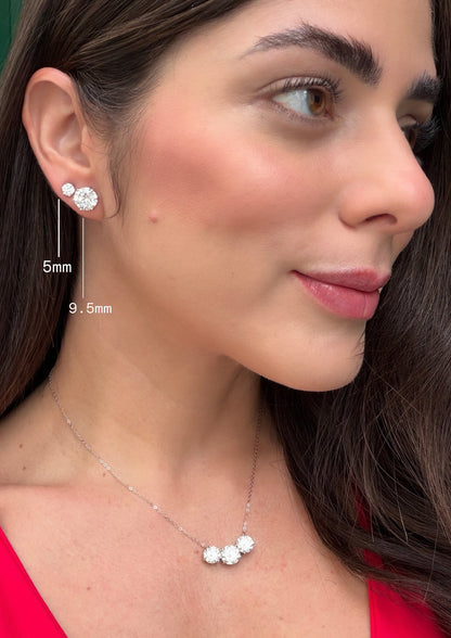 Brinco Solitário 9.5mm em Moissanite Prata 925