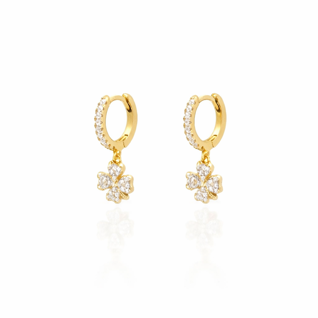 Argola Trevo Cravejado Prata 925